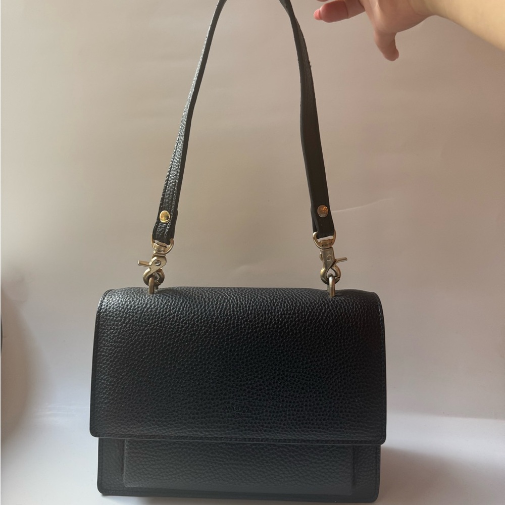Angela Roi  Eloise Satchel Black Leather Shoulder Bag